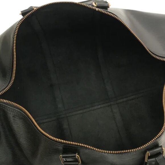 LOUIS VUITTON Black Epi KeepAll LV50 Boston Weekend Travel Bag Duffle VI8911 - Picture 10 of 16